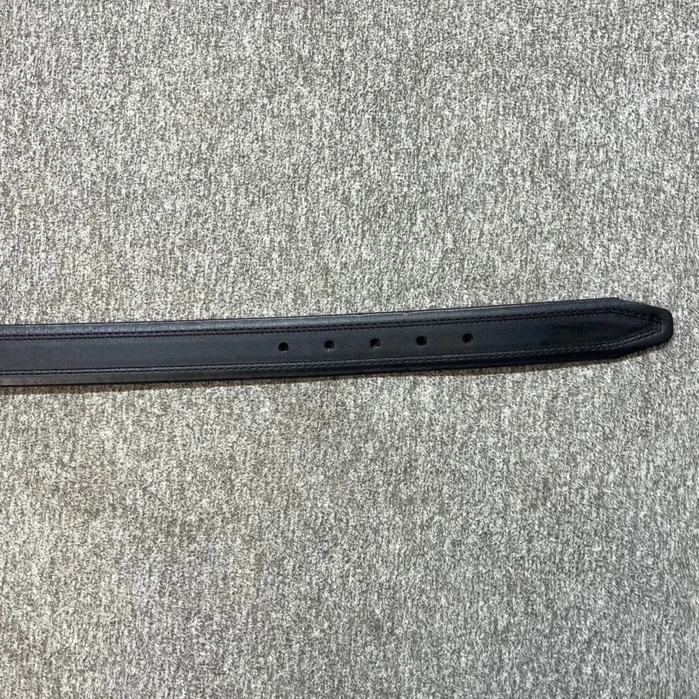 Vintage Bison Mens Black American Bison Leather Belt 36 Made in USA 1991